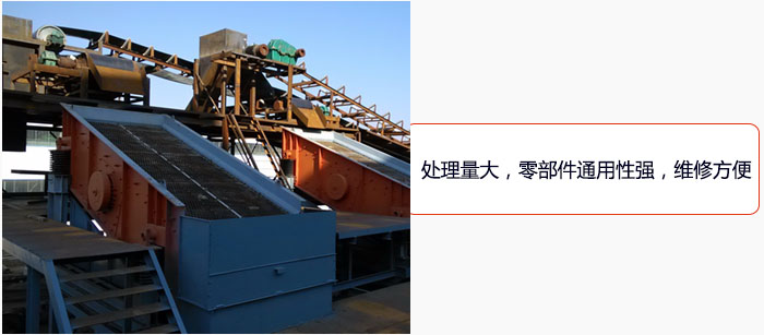圓振動(dòng)篩處理量大，零部件通用性強(qiáng)，維修方便。