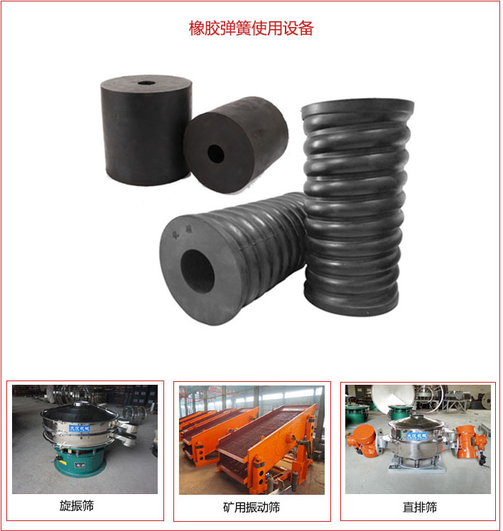 橡膠彈簧適用設備：旋振篩，礦用振動篩，直排篩等
