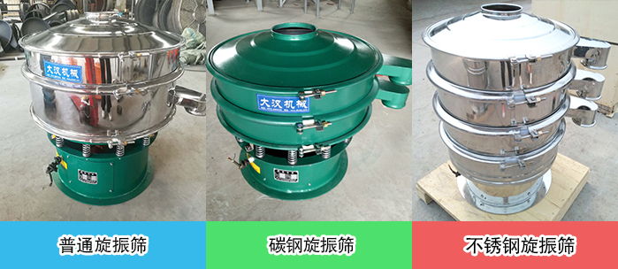 醫(yī)藥振動篩常見材質展示：碳鋼＋不銹鋼，不銹鋼，碳鋼等材質展示